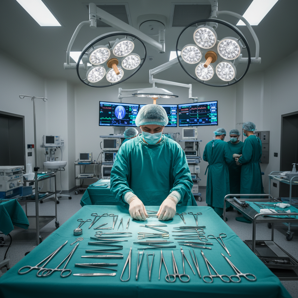 OTA bereitet OP-Instrumente am Instrumentiertisch vor